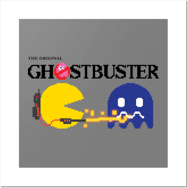 Pac Buster - Chase ghost - Black text Wall Art by DuncanMaclean